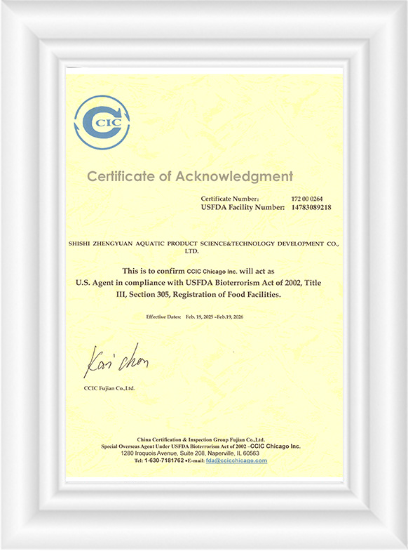 Certificado FDA